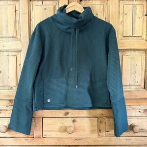 Senita Athletics XS Cowl Neck Sweater Long Sleeve Striped Blue Green Cropped Poc